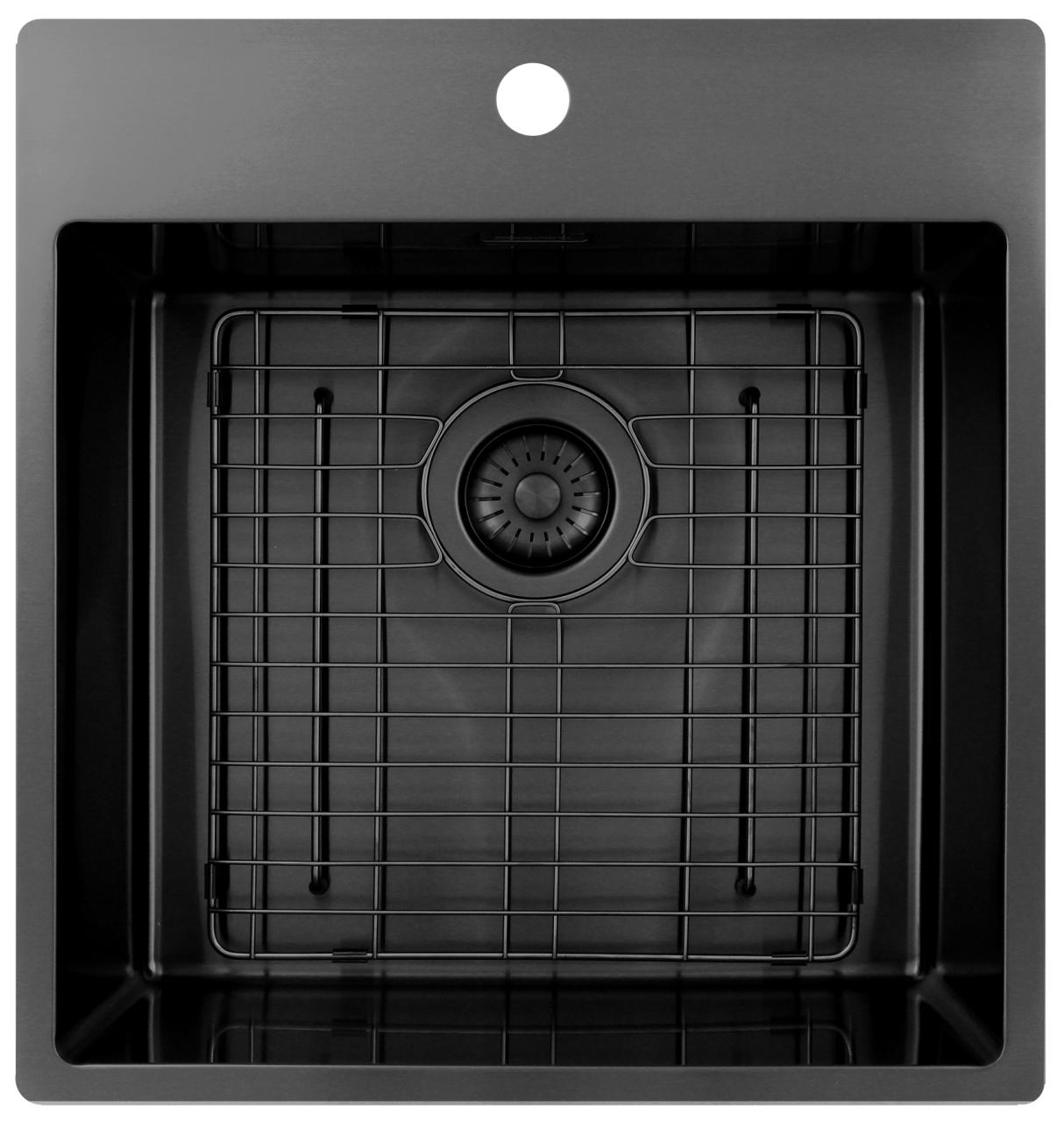 Pure.Sink Exclusivo Gun Metal lavandino 49x52 cm Tapwing con foro per rubinetto raggio 10mm PEX4540T-61 - Productafbeelding 5