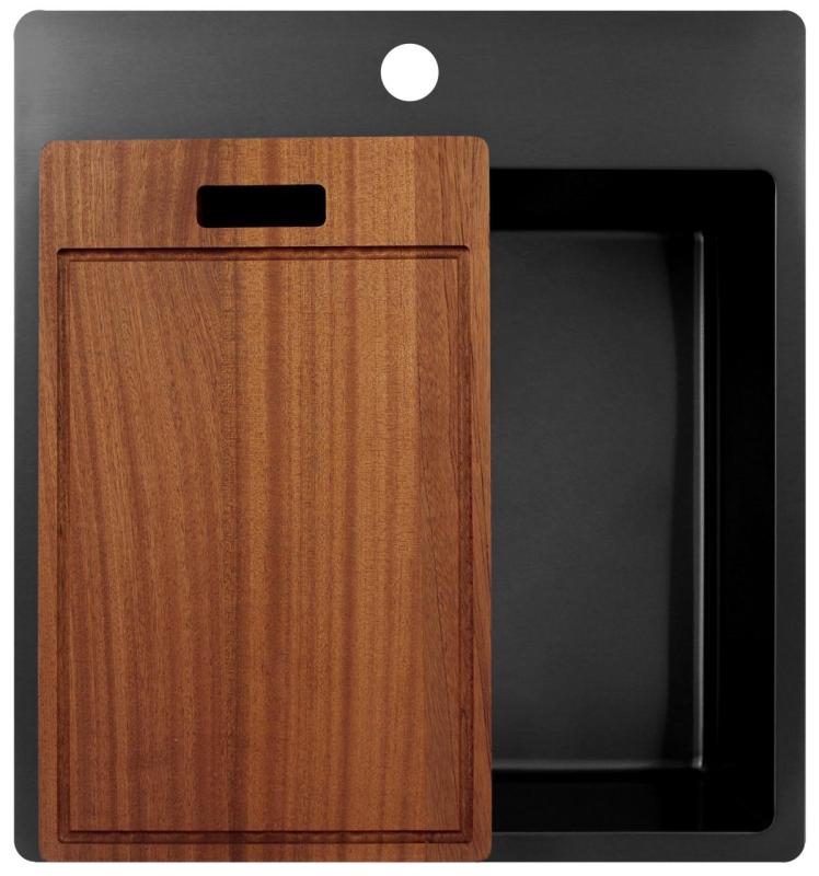 Pure.Sink Exclusivo Gun Metal lavandino 49x52 cm Tapwing con foro per rubinetto raggio 10mm PEX4540T-61