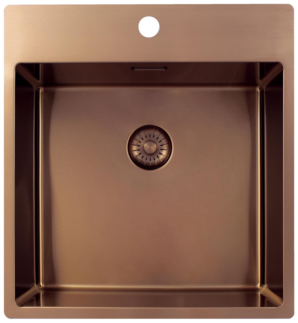 Pure.Sink Exclusivo Lavello in rame 49x52 cm Tapwing con foro per rubinetto raggio 10mm PEX4540T-62 - Productafbeelding