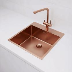Pure.Sink Exclusivo Lavello in rame 49x52 cm Tapwing con foro per rubinetto raggio 10mm PEX4540T-62