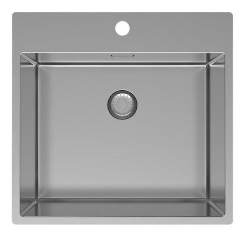 Pure.Sink Exclusivo Lavello in acciaio inossidabile 54x52cm Tapwing con foro per rubinetto raggio 10mm PEX5040T-02