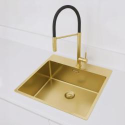 Pure.Sink Exclusivo Lavello dorato 54x52 cm Tapwing con foro per rubinetto raggio 10mm PEX5040T-60