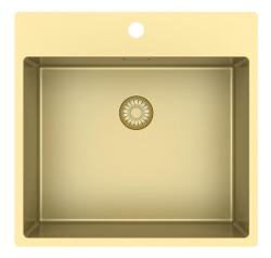 Pure.Sink Exclusivo Lavello dorato 54x52 cm Tapwing con foro per rubinetto raggio 10mm PEX5040T-60