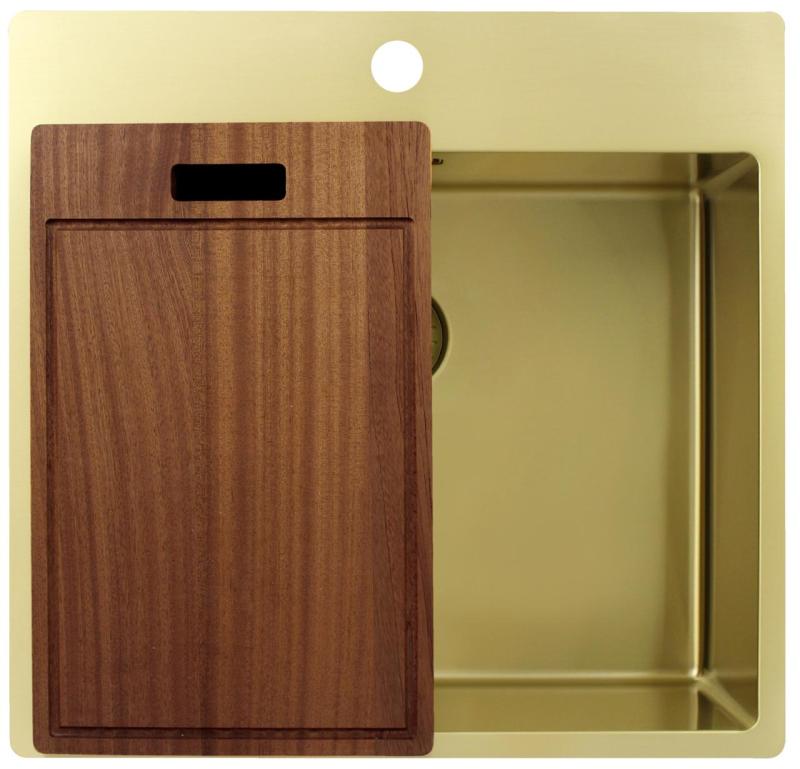 Pure.Sink Exclusivo Lavello dorato 54x52 cm Tapwing con foro per rubinetto raggio 10mm PEX5040T-60