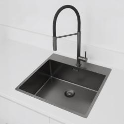 Pure.Sink Exclusivo Gun Metal lavello 54x52 cm Tapwing con foro per rubinetto raggio 10mm PEX5040T-61