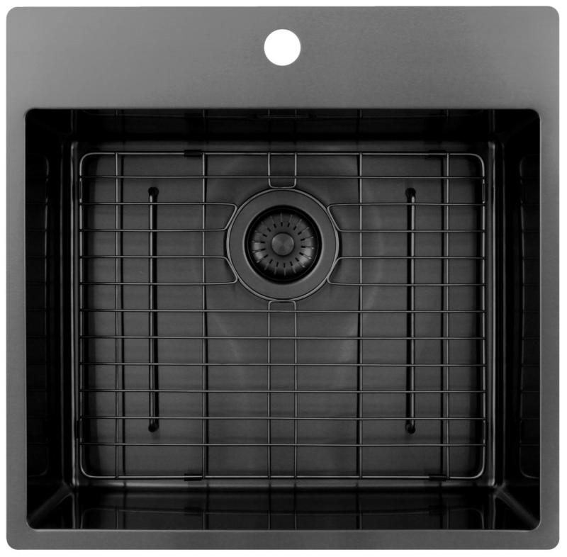 Pure.Sink Exclusivo Gun Metal lavello 54x52 cm Tapwing con foro per rubinetto raggio 10mm PEX5040T-61