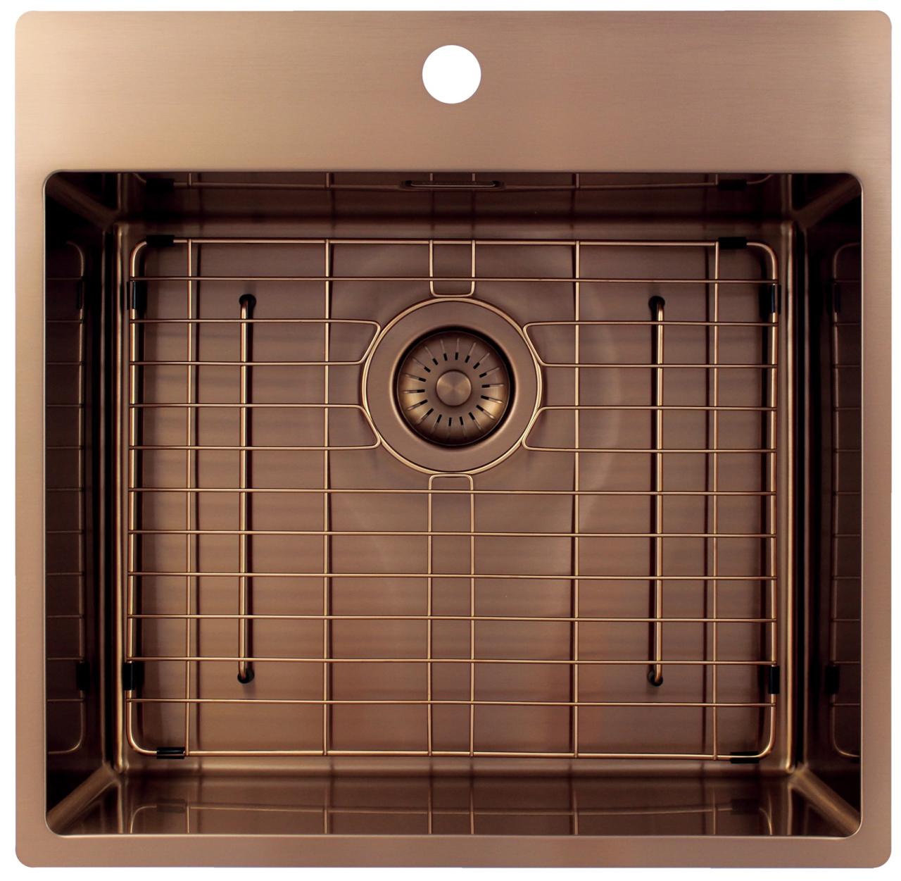Pure.Sink Exclusivo Lavello in rame 54x52 cm Tapwing con foro per rubinetto raggio 10mm PEX5040T-62 - Productafbeelding 5