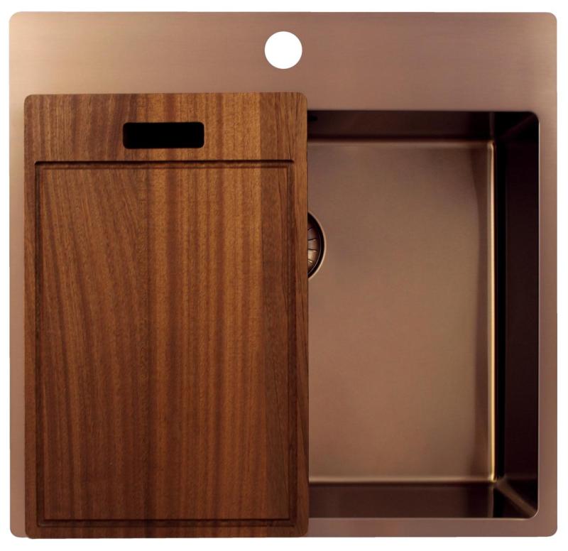 Pure.Sink Exclusivo Lavello in rame 54x52 cm Tapwing con foro per rubinetto raggio 10mm PEX5040T-62