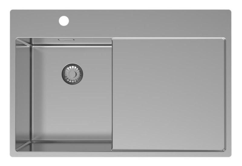 Pure.Sink Exclusivo RVS piccolo lavello con zona di scolo 78x52 cm Tapwing a sinistra PEX3478LT-02