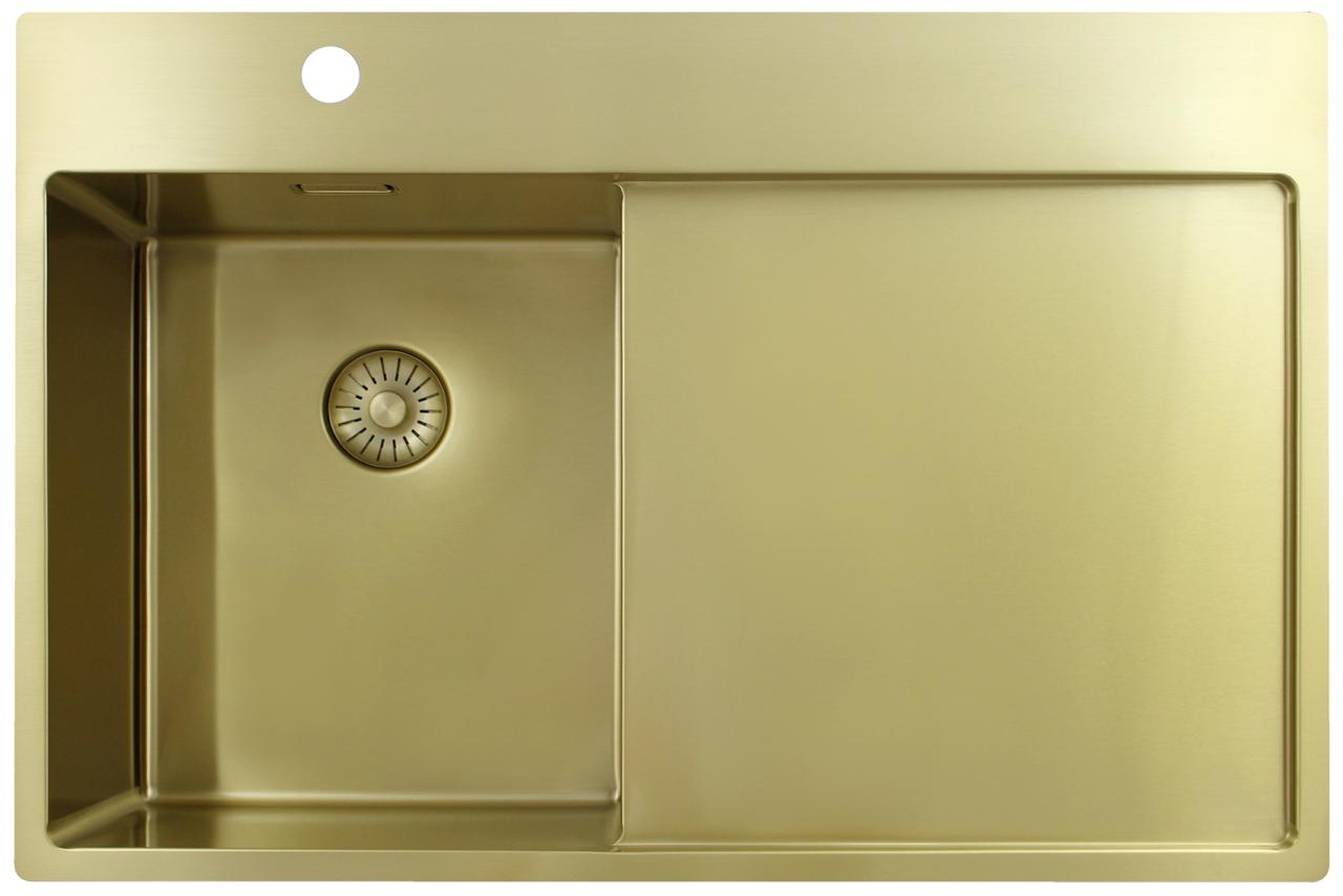 Pure.Sink Exclusivo Lavandino dorato piccolo con scolapiatti 78x52 cm Tapwing a sinistra PEX3478LT-60 - Productafbeelding