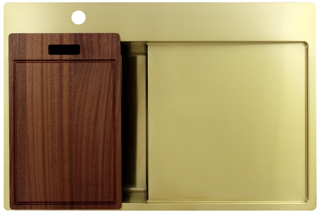 Pure.Sink Exclusivo Lavandino dorato piccolo con scolapiatti 78x52 cm Tapwing a sinistra PEX3478LT-60 - Productafbeelding 5