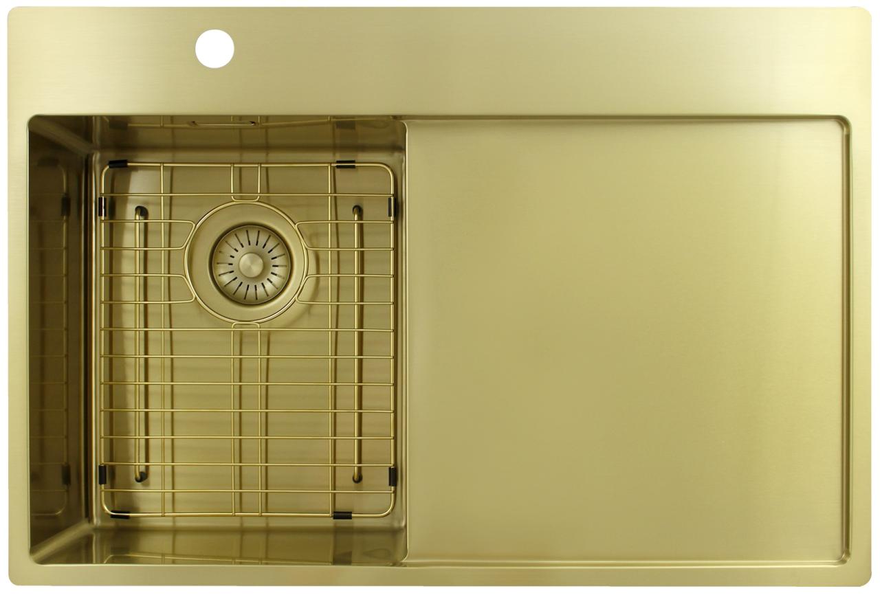 Pure.Sink Exclusivo Lavandino dorato piccolo con scolapiatti 78x52 cm Tapwing a sinistra PEX3478LT-60 - Productafbeelding 6