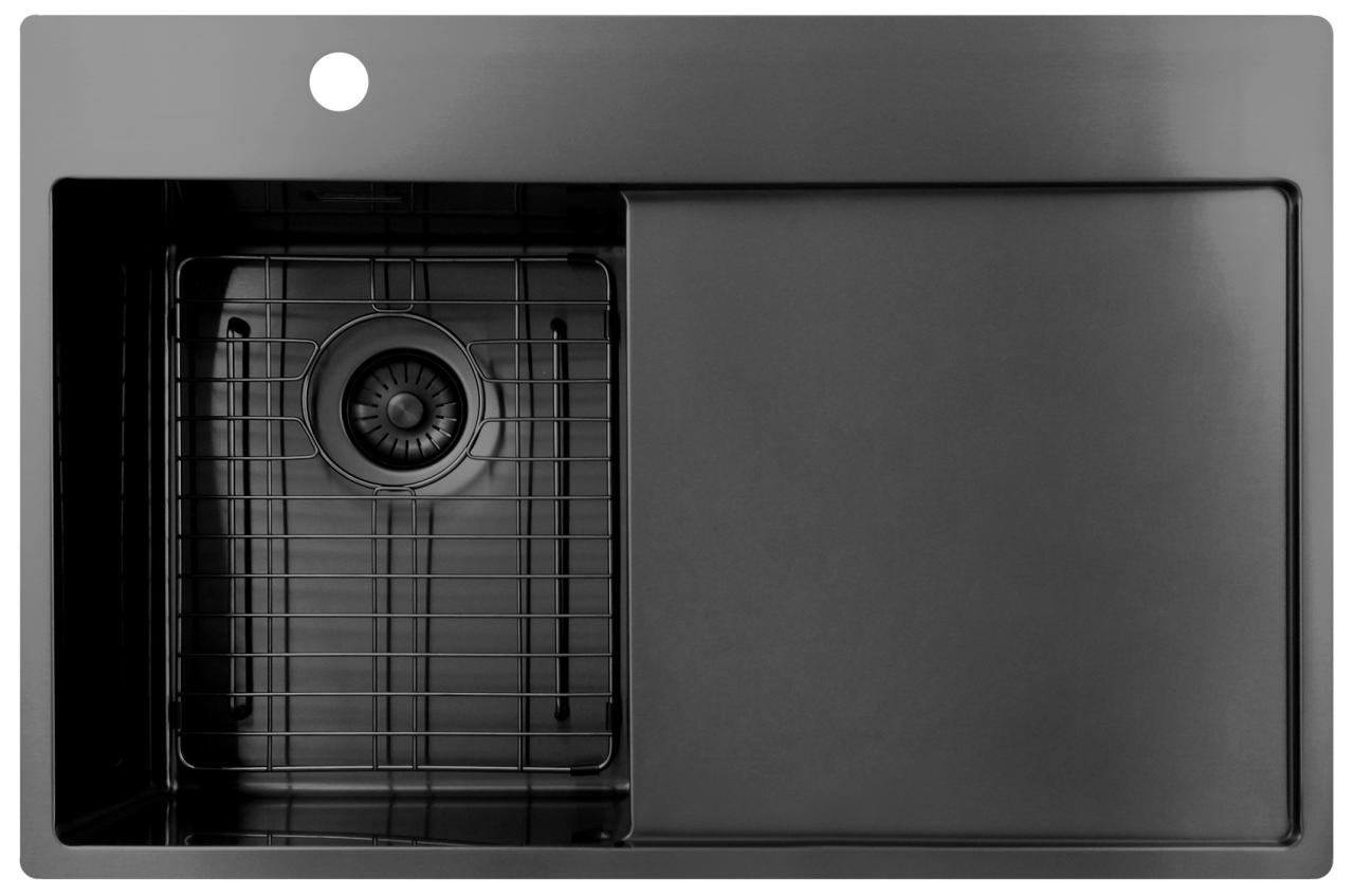 Pure.Sink Exclusivo Gun Metal piccolo lavello con zona di scolamento 78x52 cm Tapwing a sinistra PEX3478LT-61 - Productafbeelding 6