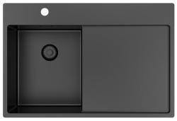 Pure.Sink Exclusivo Gun Metal piccolo lavello con zona di scolamento 78x52 cm Tapwing a sinistra PEX3478LT-61