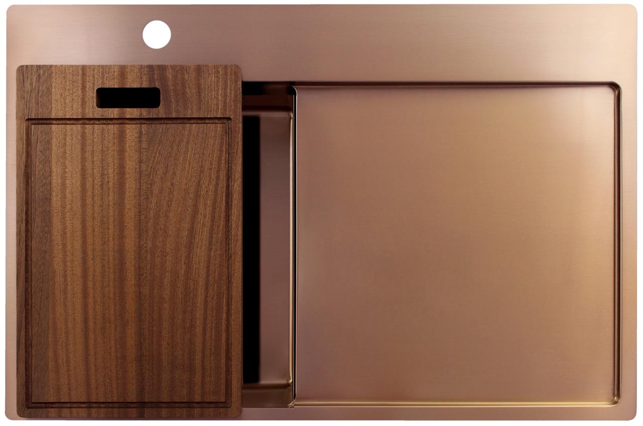 Pure.Sink Exclusivo Lavabo piccolo in rame con zona di sgocciolamento 78x52 cm Tapwing a sinistra PEX3478LT-62 - Productafbeelding 5