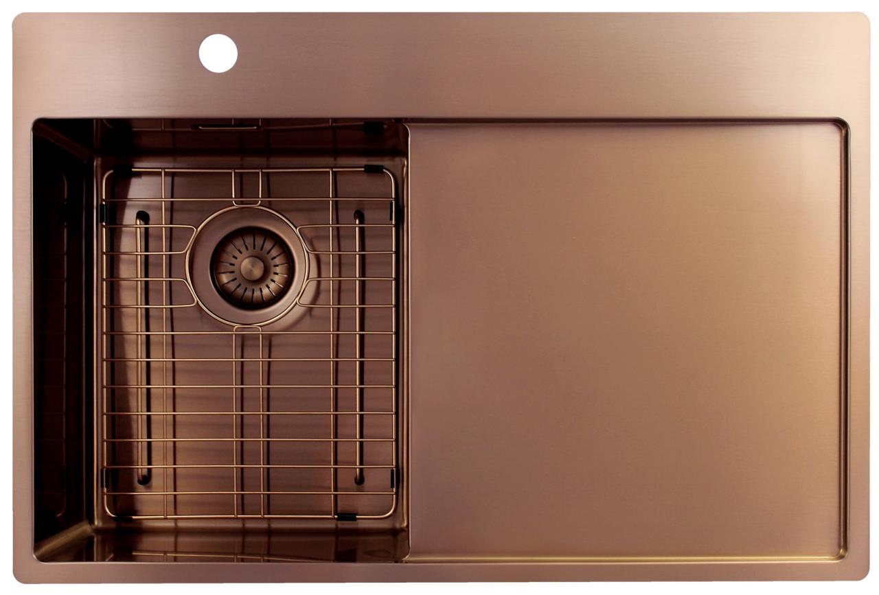 Pure.Sink Exclusivo Lavabo piccolo in rame con zona di sgocciolamento 78x52 cm Tapwing a sinistra PEX3478LT-62 - Productafbeelding 6