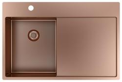Pure.Sink Exclusivo Lavabo piccolo in rame con zona di sgocciolamento 78x52 cm Tapwing a sinistra PEX3478LT-62