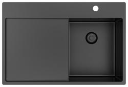 Pure.Sink Exclusivo Gun Metal piccolo lavandino con zona di scolamento 78x52 cm Tapwing a destra PEX3478RT-61