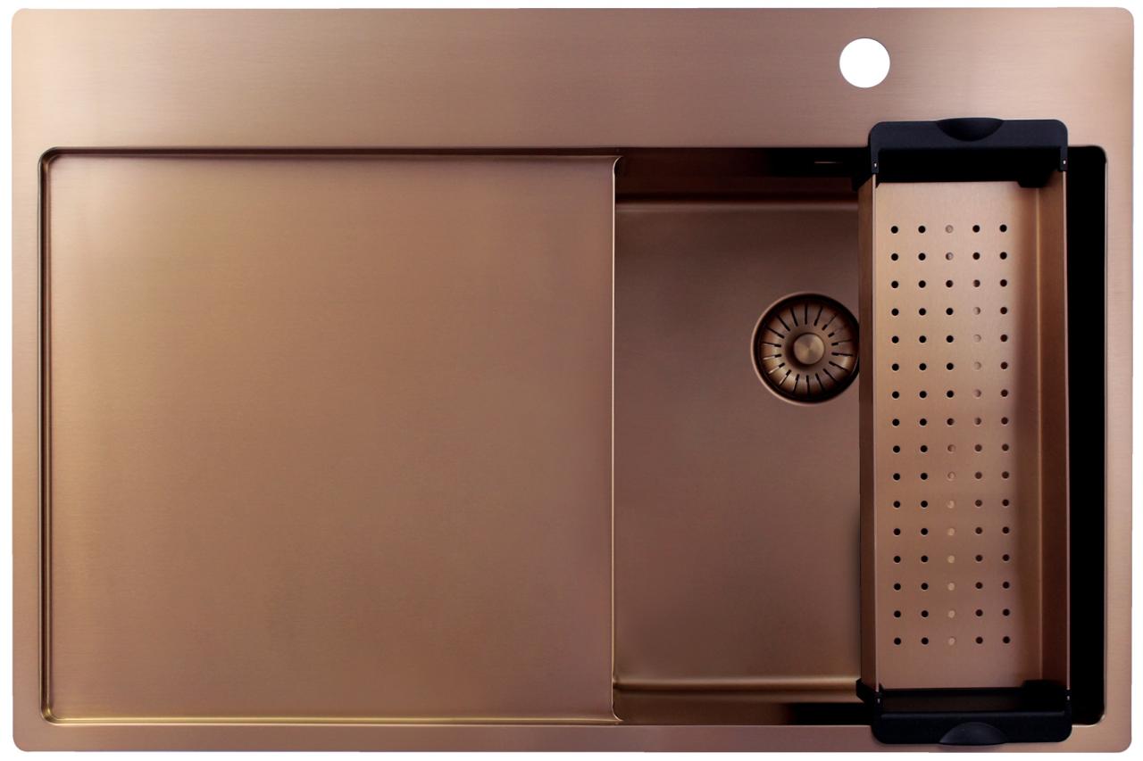 Pure.Sink Exclusivo Piccolo lavello in rame con zona di scolo 78x52 cm Tapwing a destra PEX3478RT-62 - Productafbeelding 3