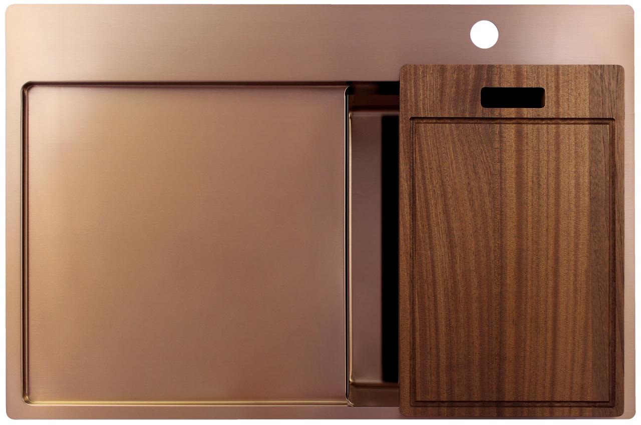 Pure.Sink Exclusivo Piccolo lavello in rame con zona di scolo 78x52 cm Tapwing a destra PEX3478RT-62 - Productafbeelding 5