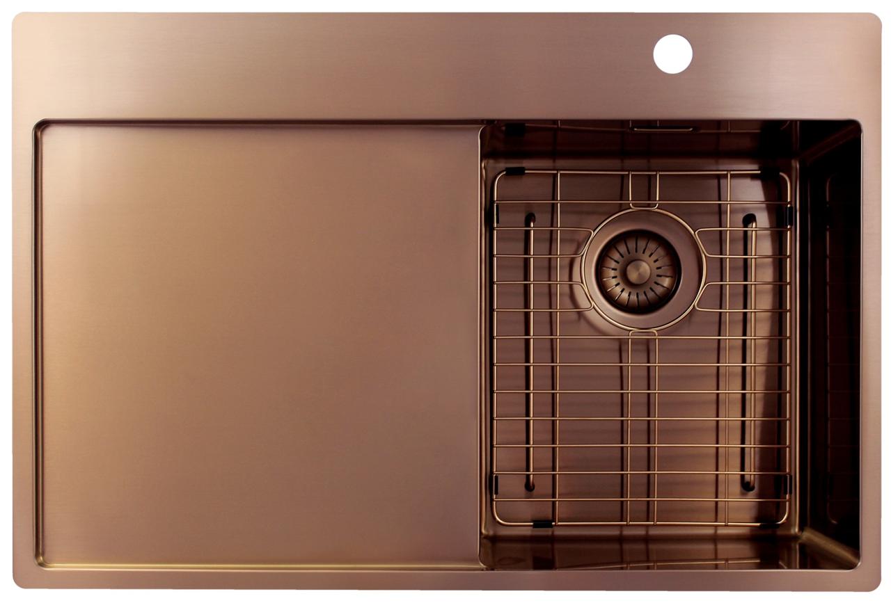 Pure.Sink Exclusivo Piccolo lavello in rame con zona di scolo 78x52 cm Tapwing a destra PEX3478RT-62 - Productafbeelding 6