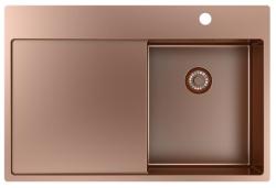 Pure.Sink Exclusivo Piccolo lavello in rame con zona di scolo 78x52 cm Tapwing a destra PEX3478RT-62