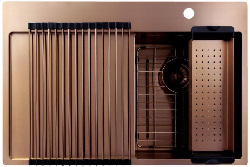 Pure.Sink Exclusivo Piccolo lavello in rame con zona di scolo 78x52 cm Tapwing a destra PEX3478RT-62