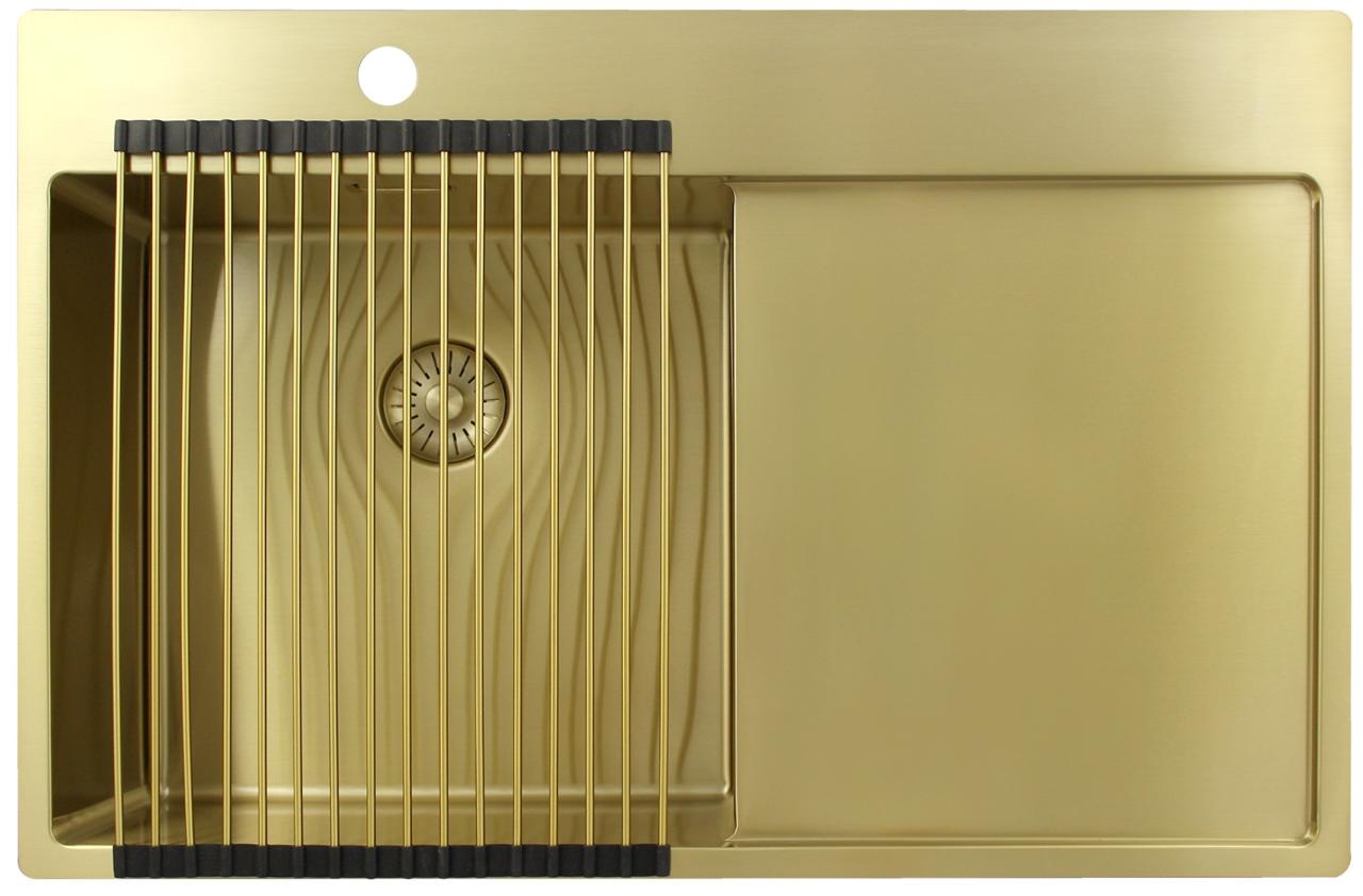 Pure.Sink Exclusivo Lavabo dorato con zona di scolamento 78x52 cm Tapwing a sinistra PEX4078LT-60 - Productafbeelding 4