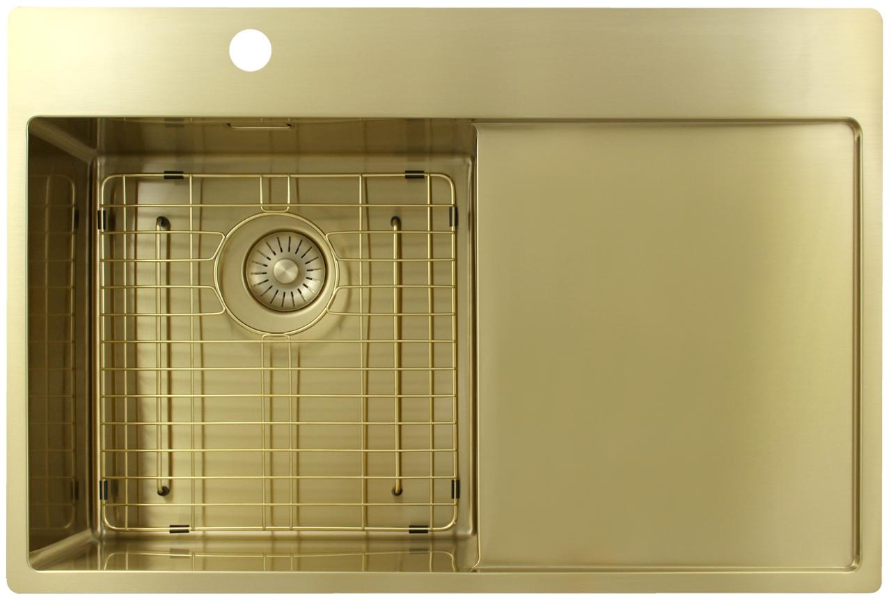 Pure.Sink Exclusivo Lavabo dorato con zona di scolamento 78x52 cm Tapwing a sinistra PEX4078LT-60 - Productafbeelding 6