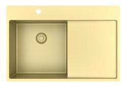 Pure.Sink Exclusivo Lavabo dorato con zona di scolamento 78x52 cm Tapwing a sinistra PEX4078LT-60