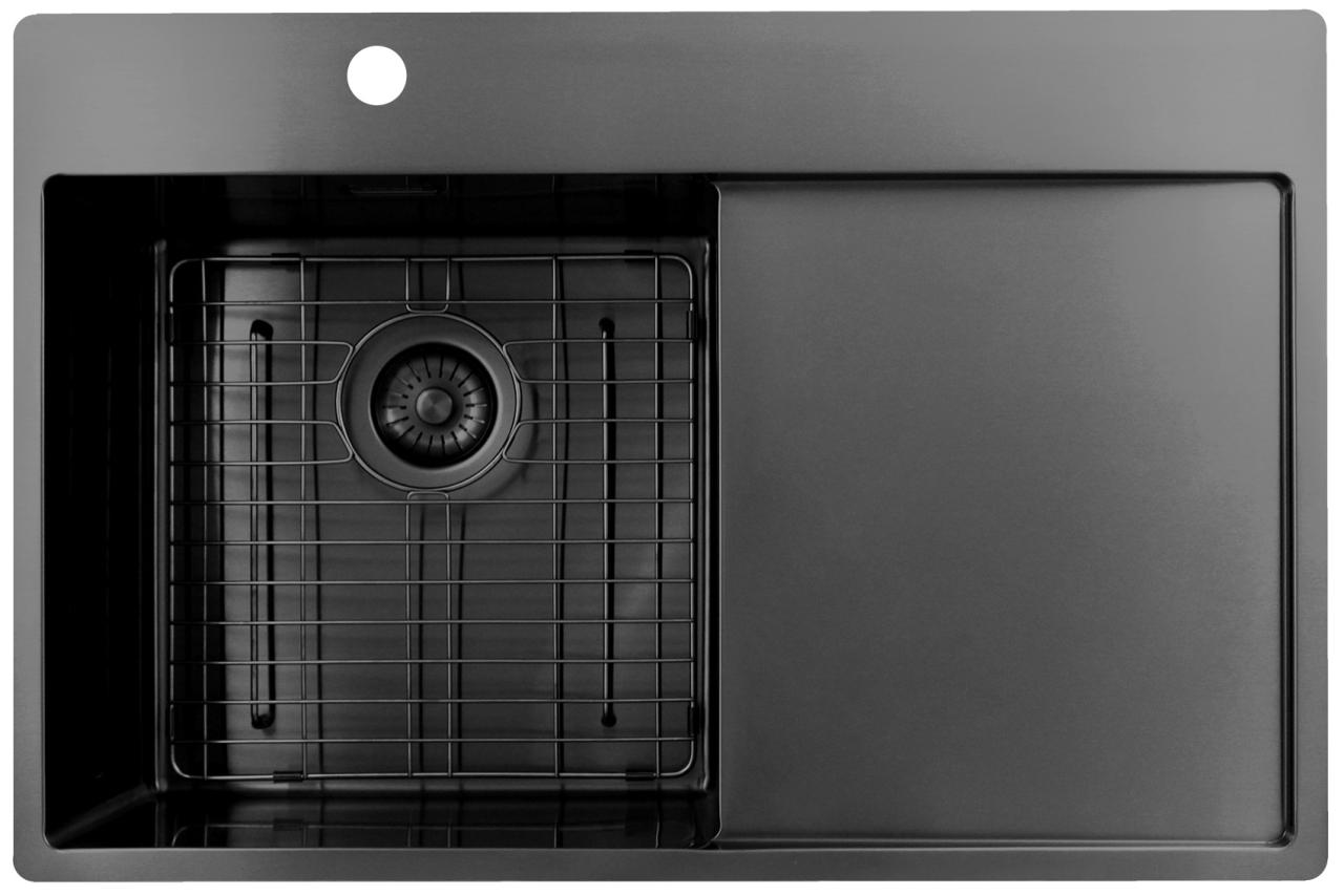 Pure.Sink Exclusivo Gun Metal lavello con zona di scolamento 78x52 cm Tapwing a sinistra PEX4078LT-61 - Productafbeelding 5