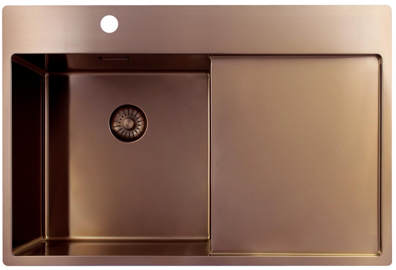 Pure.Sink Exclusivo Lavabo in rame con zona di scolo 78x52 cm Tapwing a sinistra PEX4078LT-62 - Productafbeelding