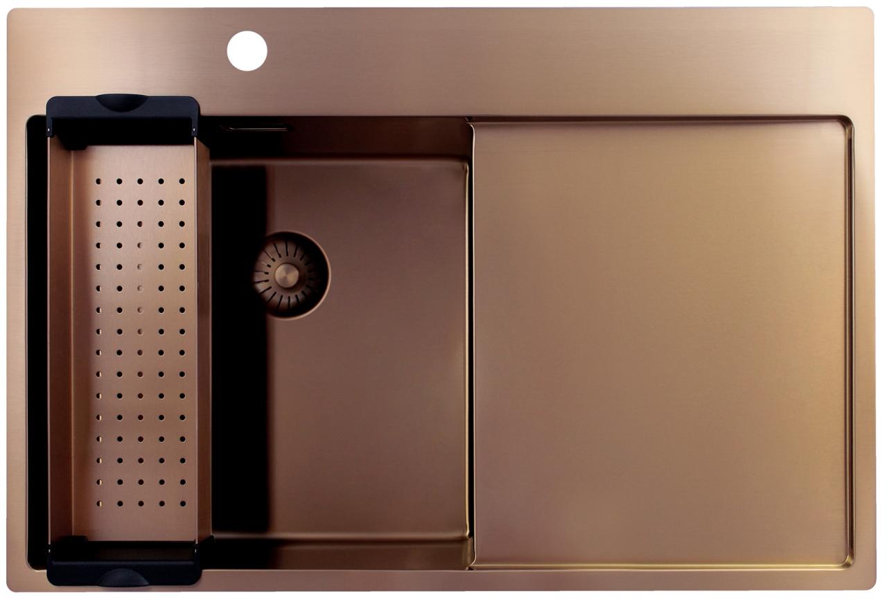 Pure.Sink Exclusivo Lavabo in rame con zona di scolo 78x52 cm Tapwing a sinistra PEX4078LT-62 - Productafbeelding 3