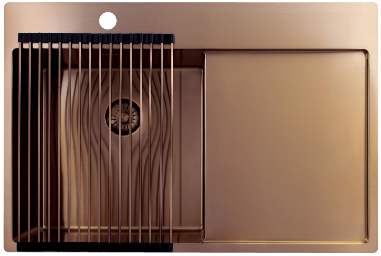 Pure.Sink Exclusivo Lavabo in rame con zona di scolo 78x52 cm Tapwing a sinistra PEX4078LT-62 - Productafbeelding 4