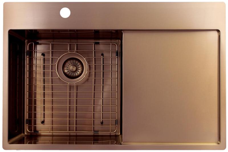 Pure.Sink Exclusivo Lavabo in rame con zona di scolo 78x52 cm Tapwing a sinistra PEX4078LT-62