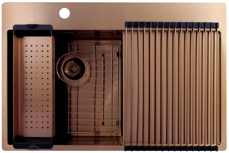 Pure.Sink Exclusivo Lavabo in rame con zona di scolo 78x52 cm Tapwing a sinistra PEX4078LT-62