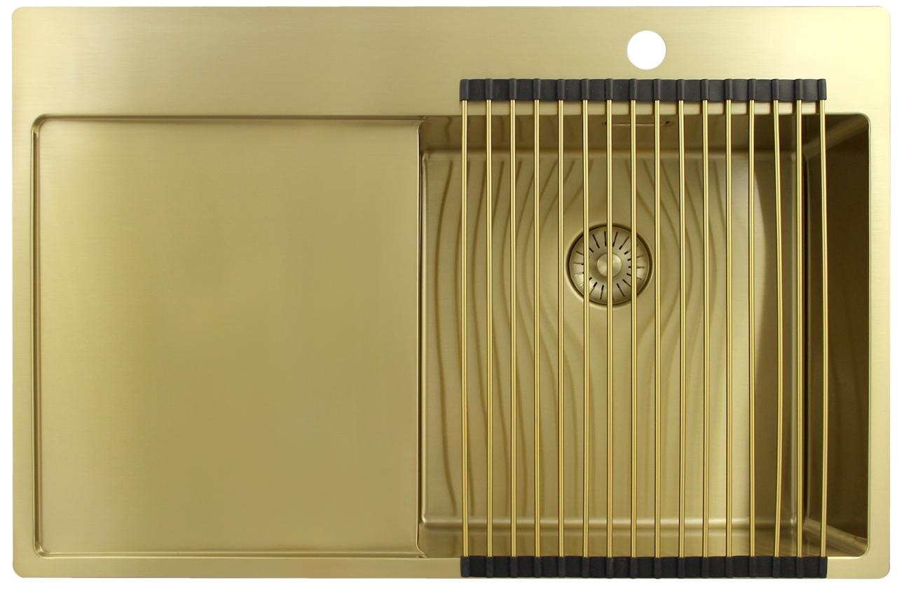 Pure.Sink Exclusivo Lavello dorato con zona di sgocciolamento 78x52 cm Tapwing a destra PEX4078RT-60 - Productafbeelding 4