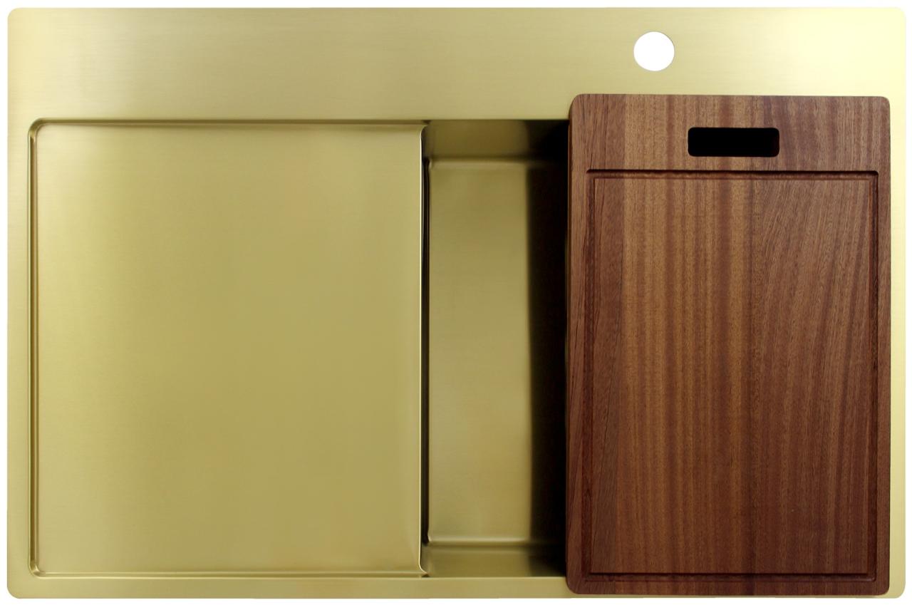 Pure.Sink Exclusivo Lavello dorato con zona di sgocciolamento 78x52 cm Tapwing a destra PEX4078RT-60 - Productafbeelding 5