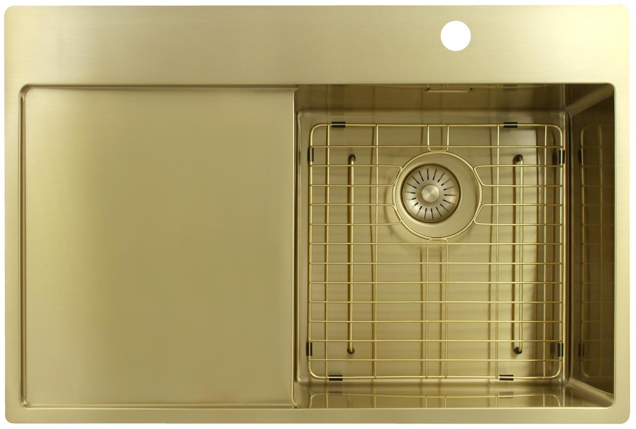 Pure.Sink Exclusivo Lavello dorato con zona di sgocciolamento 78x52 cm Tapwing a destra PEX4078RT-60 - Productafbeelding 6