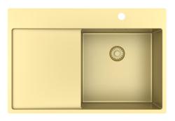 Pure.Sink Exclusivo Lavello dorato con zona di sgocciolamento 78x52 cm Tapwing a destra PEX4078RT-60