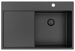 Pure.Sink Exclusivo Gun Metal lavello con zona di scolatura 78x52 cm Tapwing a destra PEX4078RT-61
