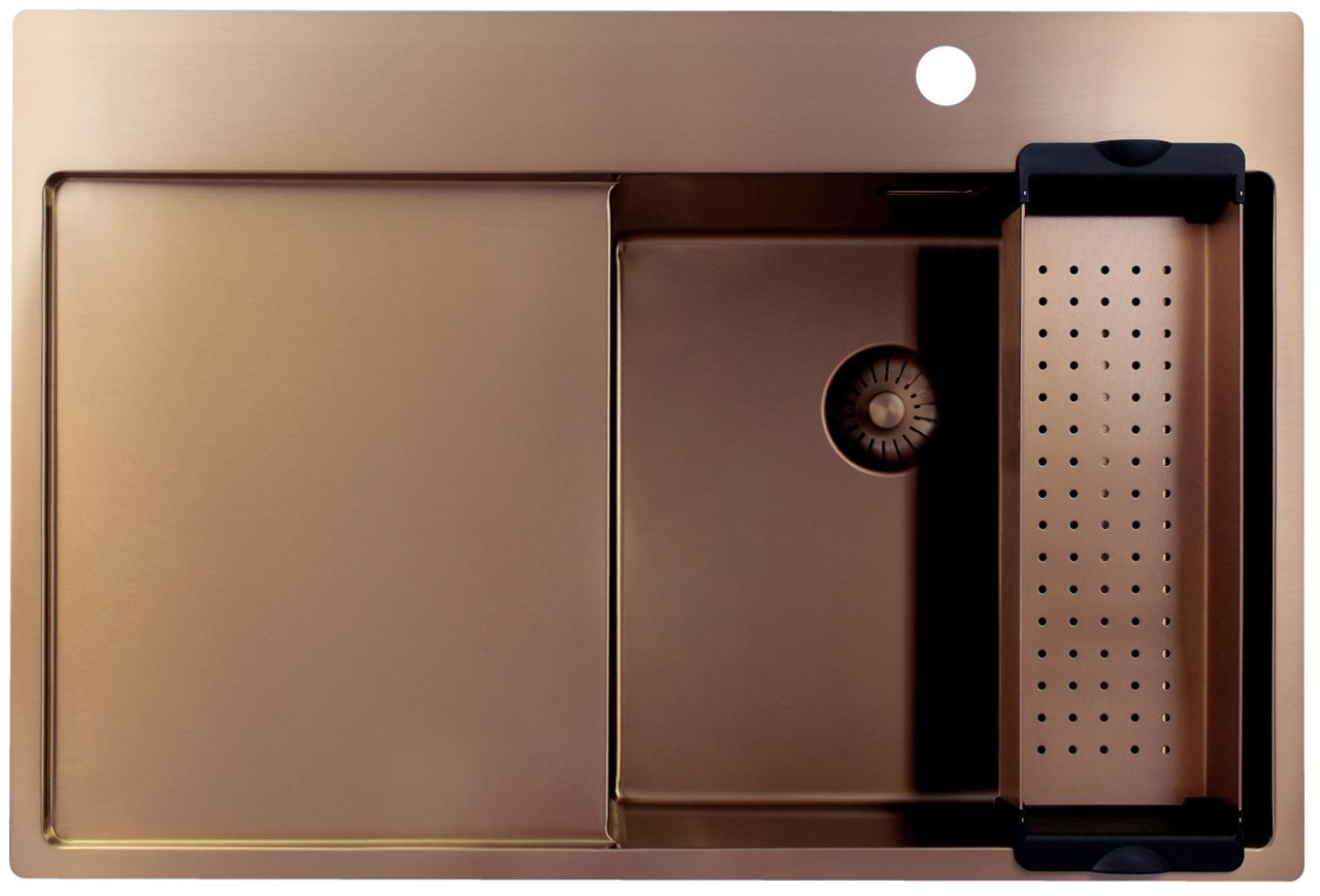 Pure.Sink Exclusivo Lavabo in rame con zona di scolamento 78x52 cm Tapwing a destra PEX4078RT-62 - Productafbeelding 3