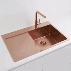 Pure.Sink Exclusivo Lavabo in rame con zona di scolamento 78x52 cm Tapwing a destra PEX4078RT-62