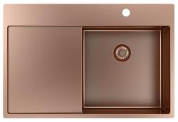 Pure.Sink Exclusivo Lavabo in rame con zona di scolamento 78x52 cm Tapwing a destra PEX4078RT-62