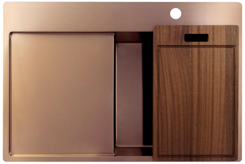 Pure.Sink Exclusivo Lavabo in rame con zona di scolamento 78x52 cm Tapwing a destra PEX4078RT-62