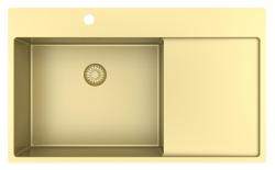 Pure.Sink Exclusivo Lavello dorato con zona di scolamento 86x52 cm Tapwing a sinistra PEX5086LT-60