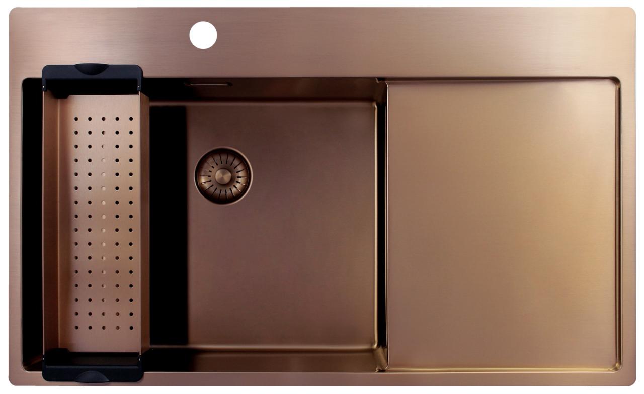 Pure.Sink Exclusivo Lavabo in rame con zona di scolo 86x52 cm Tapwing a sinistra PEX5086LT-62 - Productafbeelding 3