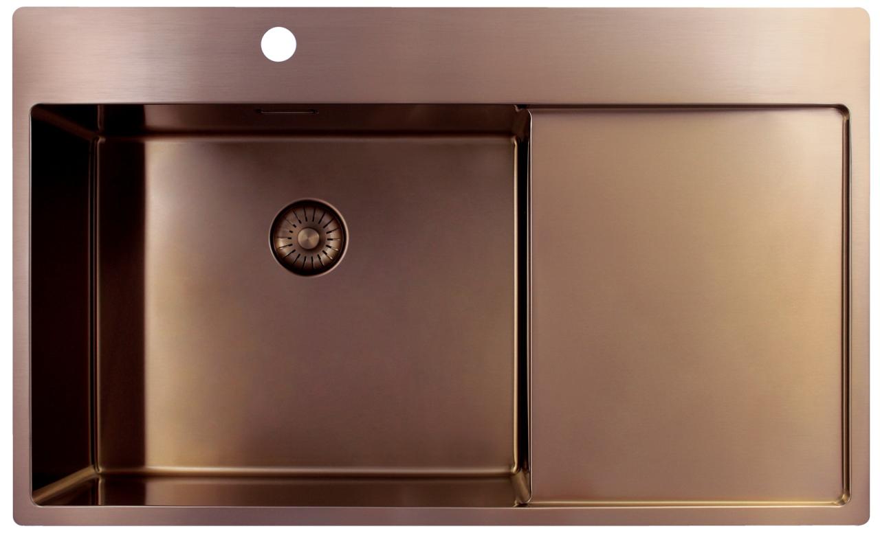 Pure.Sink Exclusivo Lavabo in rame con zona di scolo 86x52 cm Tapwing a sinistra PEX5086LT-62 - Productafbeelding