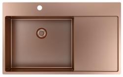 Pure.Sink Exclusivo Lavabo in rame con zona di scolo 86x52 cm Tapwing a sinistra PEX5086LT-62