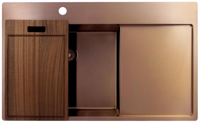 Pure.Sink Exclusivo Lavabo in rame con zona di scolo 86x52 cm Tapwing a sinistra PEX5086LT-62